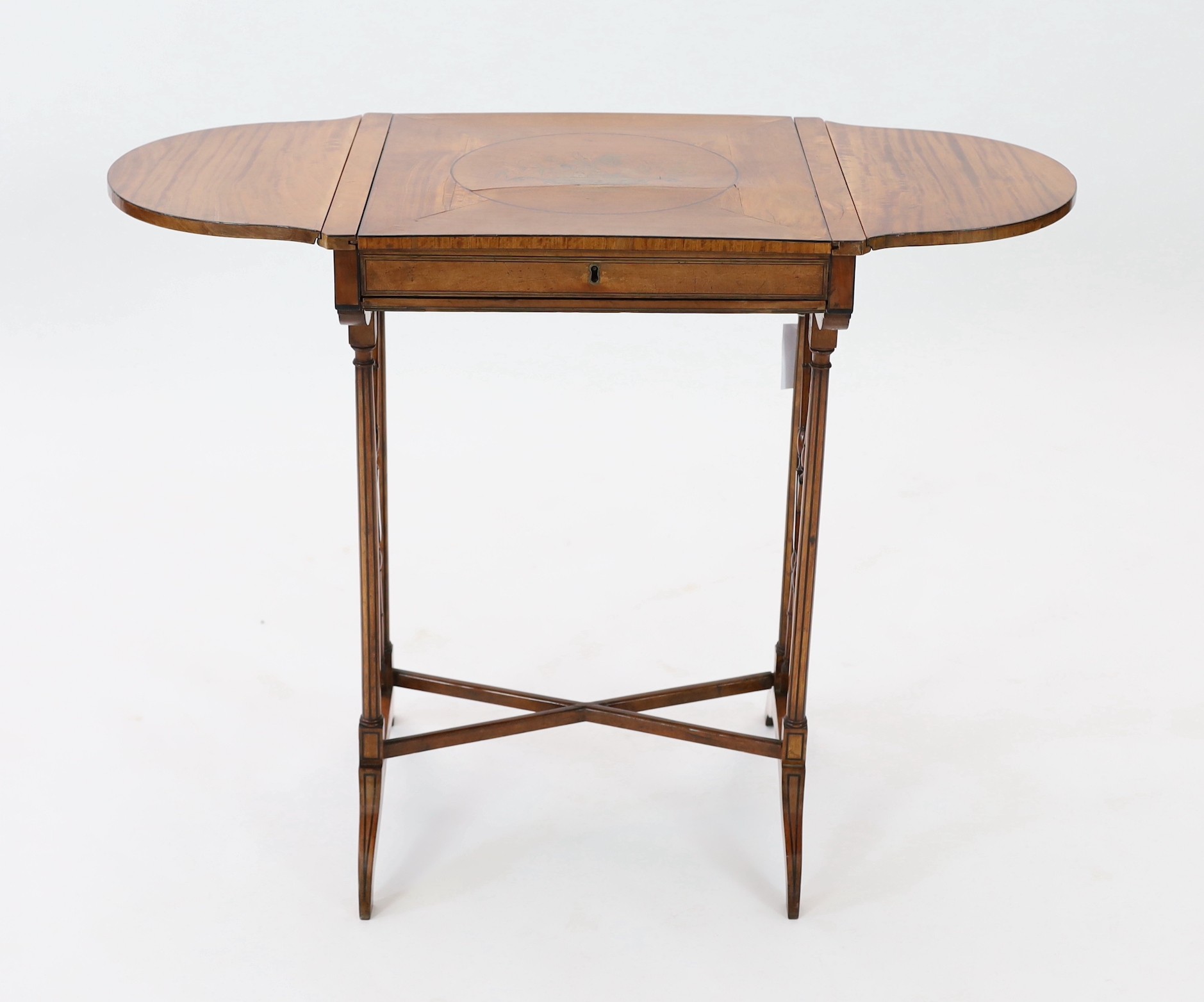 An Edwardian marquetry inlaid satinwood occasional table